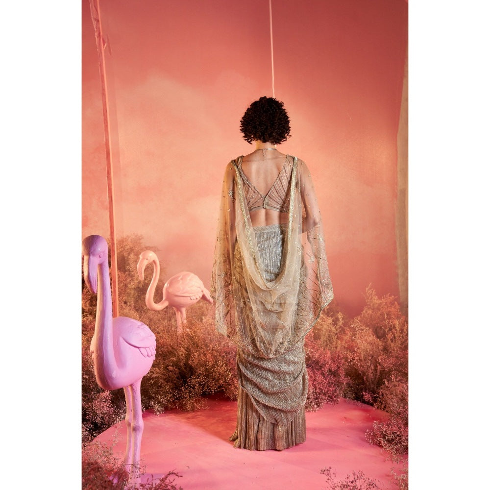 PARUL GANDHI Zoya Drape Saree with Stitched Blouse with Stitched