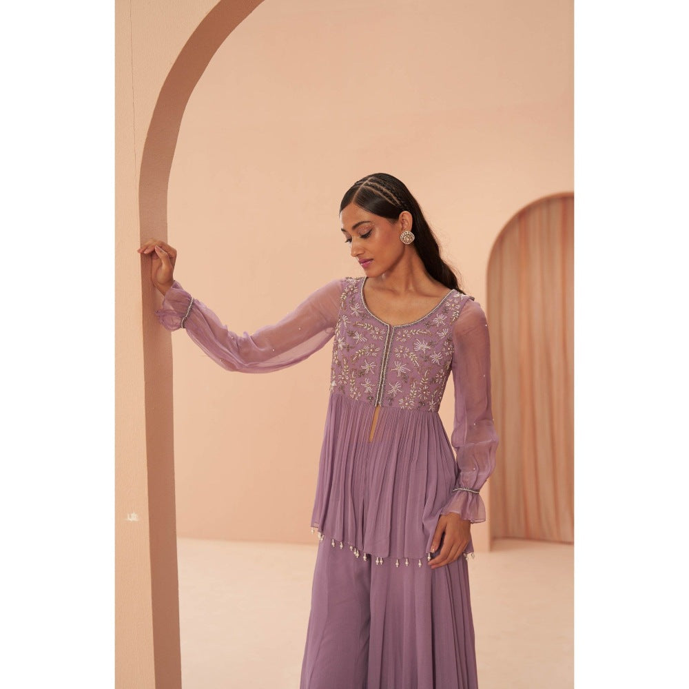 PARUL GANDHI Lilac Breeze Kurti with Sharara (Set of 2)