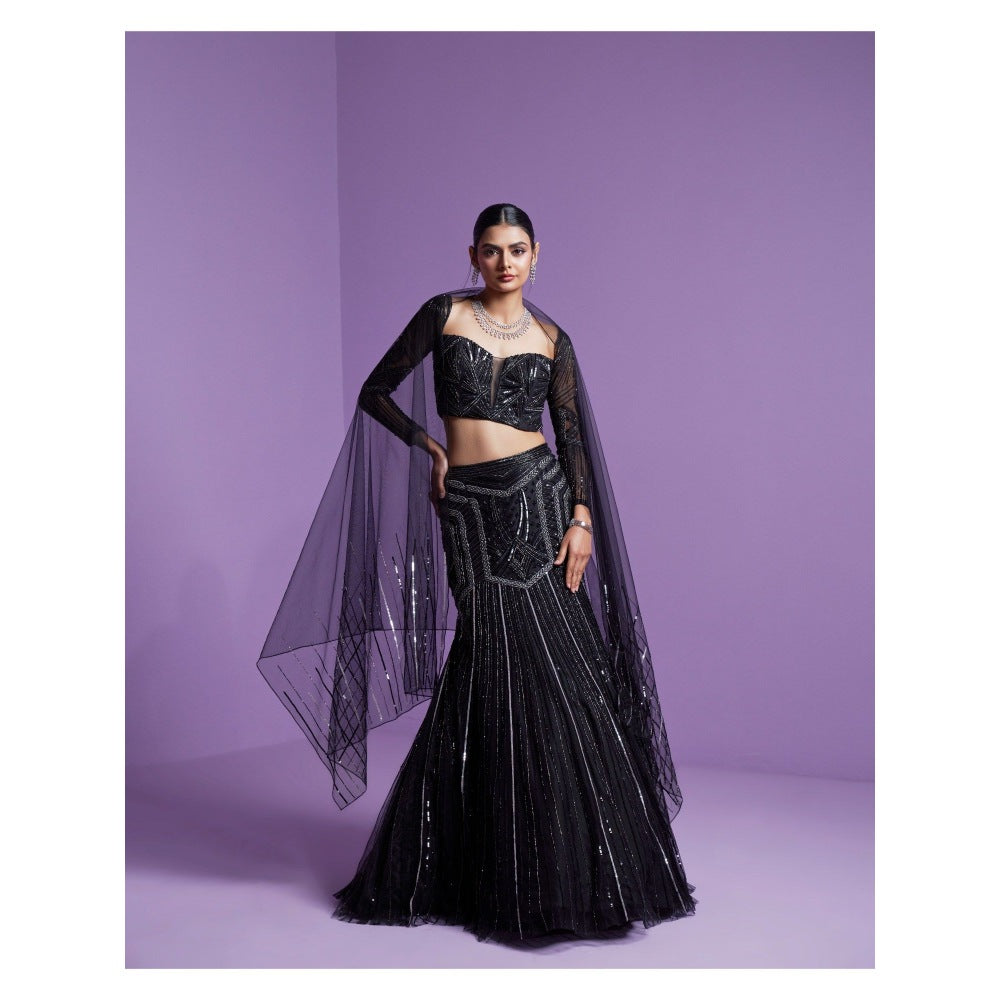 PARUL GANDHI Shooting Star Blouse with Lehenga& Dupatta (Set of 3)