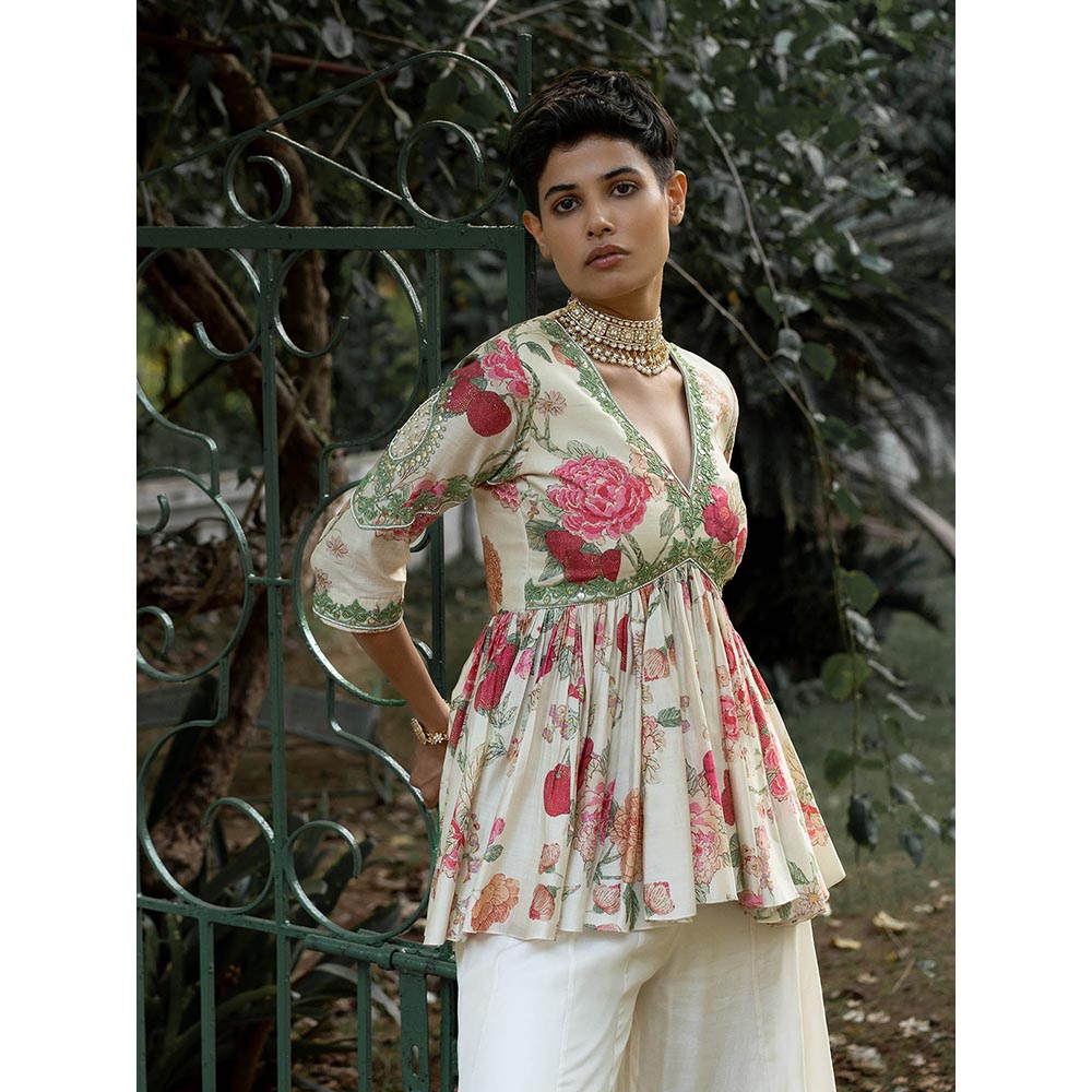 Paulmi & Harsh Leave Floral Petal Palazzo (Set of 2)
