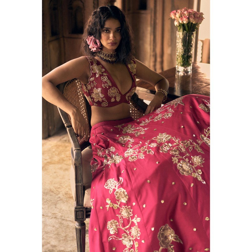 Paulmi & Harsh Celeste Pink Lehenga with Choli and Dupatta
