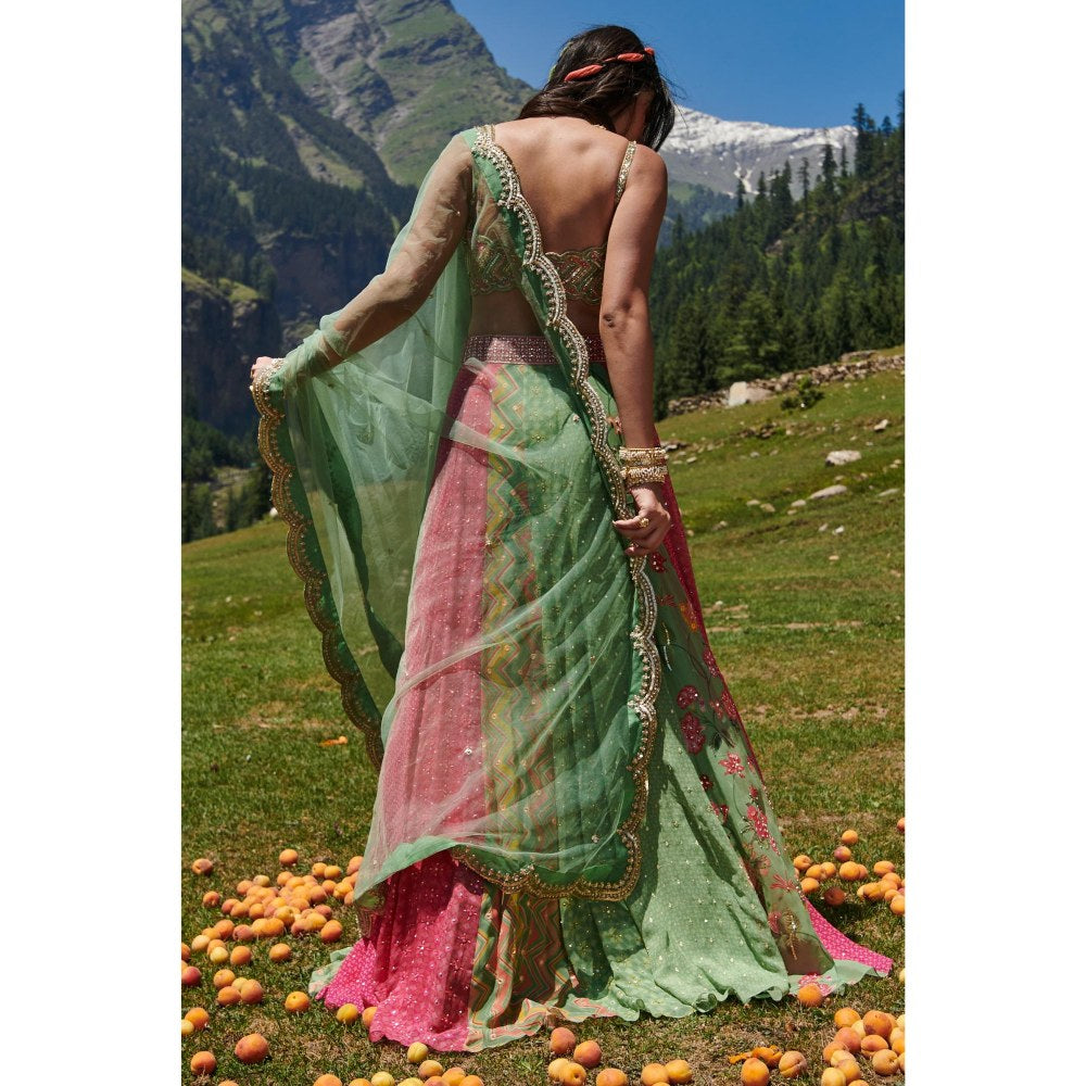 Paulmi & Harsh Angela Multi-Color Lehenga with Stitched Blouse and Dupatta