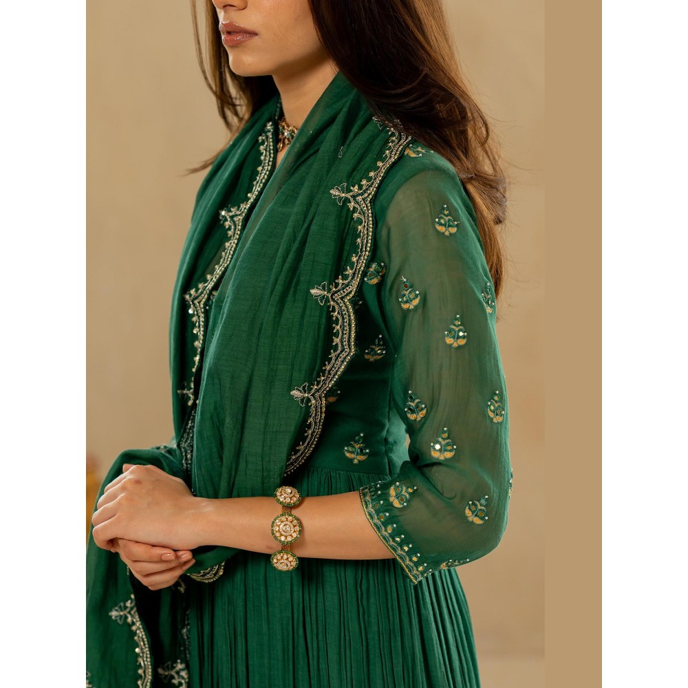 Paulmi & Harsh Green Larissa Anarkali Kurta with Palazzo and Dupatta