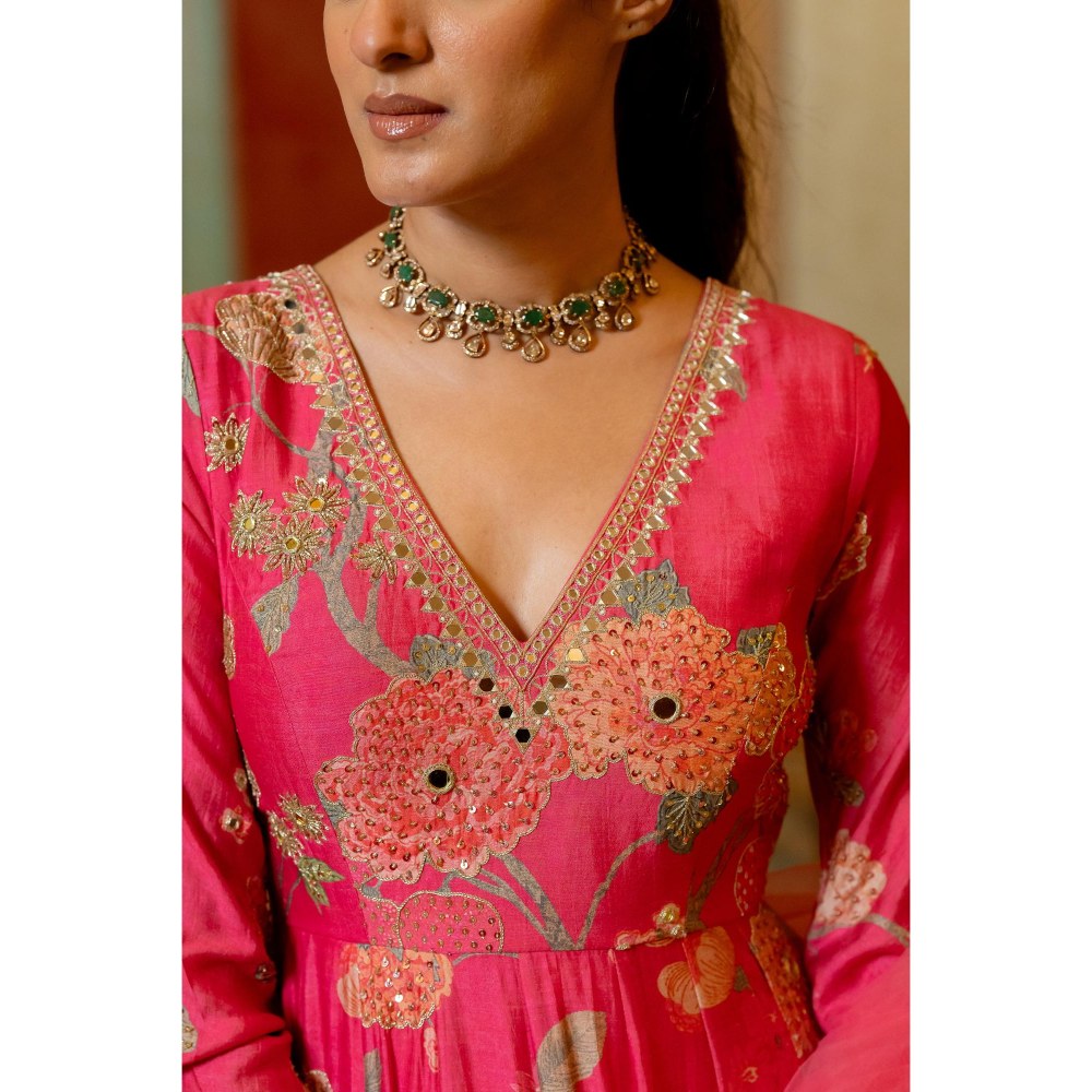 Paulmi & Harsh Pink Shayna Anarkali Dress with Dupatta
