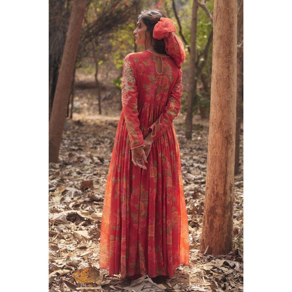 Paulmi & Harsh Orange Freesia Anarkali Dress with Dupatta