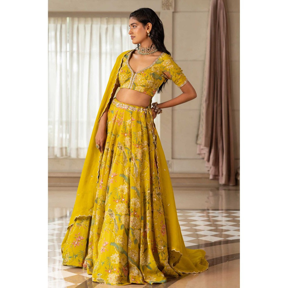 Paulmi & Harsh Sora Yellow Lehenga with Choli and Dupatta