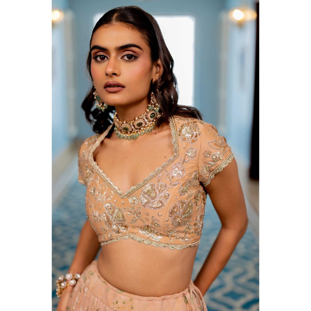 Paulmi & Harsh Ren Peach Lehenga with Choli and Dupatta