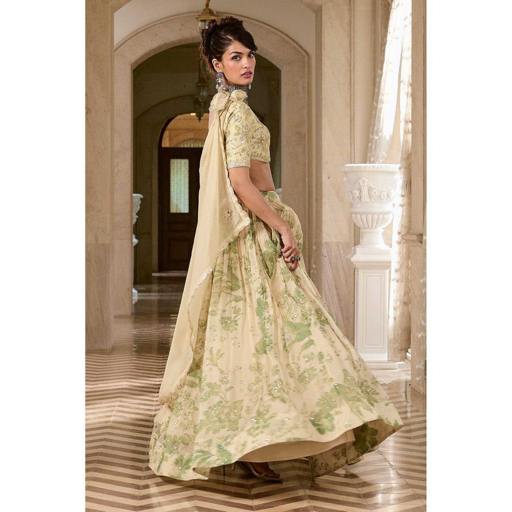 Paulmi & Harsh Emiko Ivory Lehenga with Choli and Dupatta