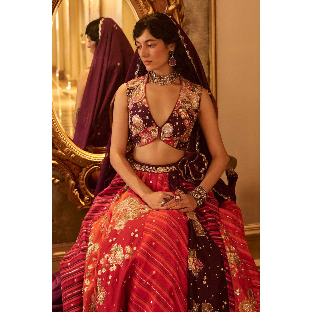 Paulmi & Harsh Bellamy Multicolor Green Lehenga with Choli and Dupatta