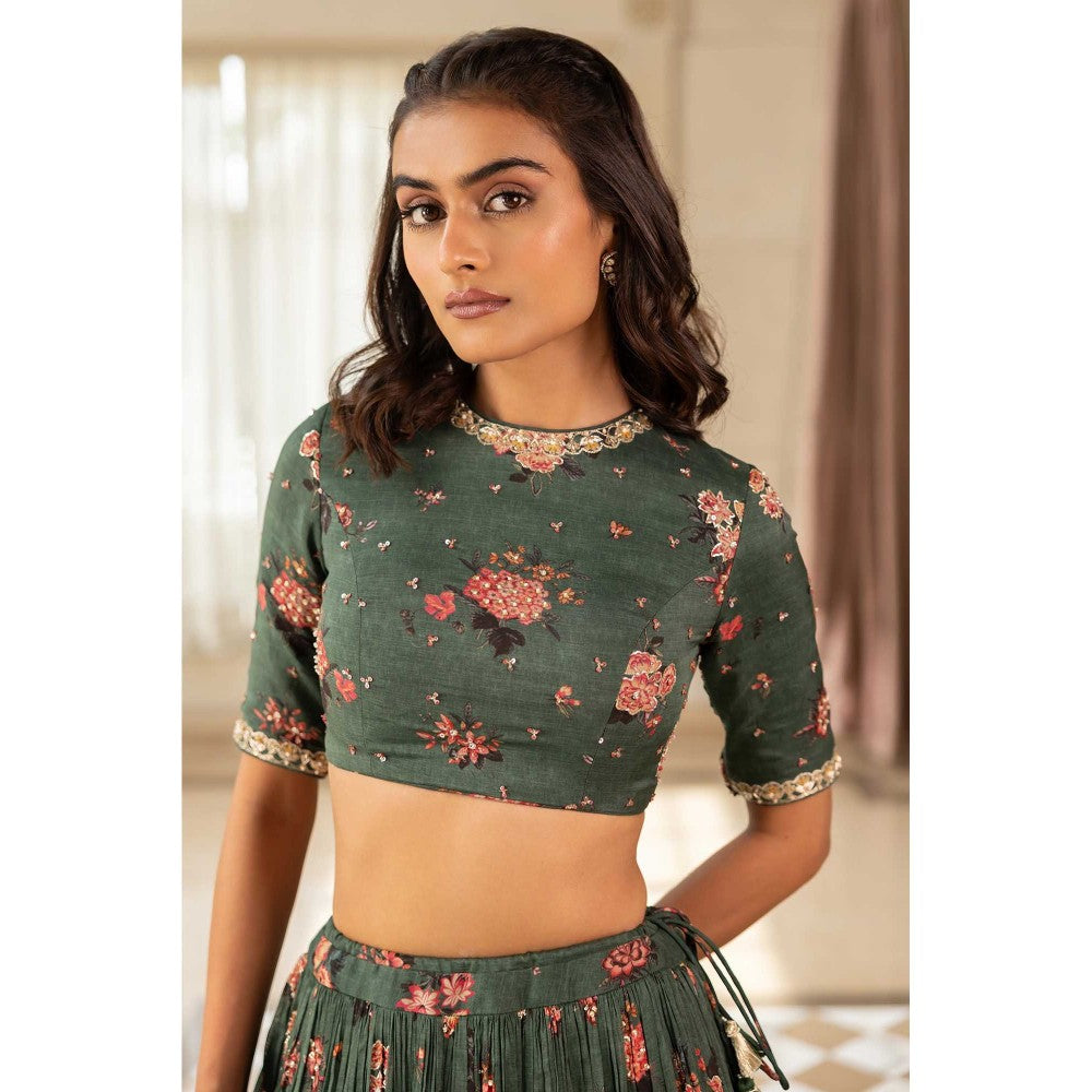 Paulmi & Harsh Davina Green Lehenga with Choli and Dupatta