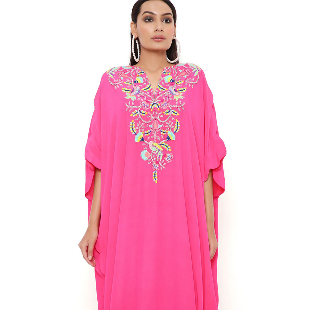 Payal Singhal Pink Crepe Embroidered Kaftan