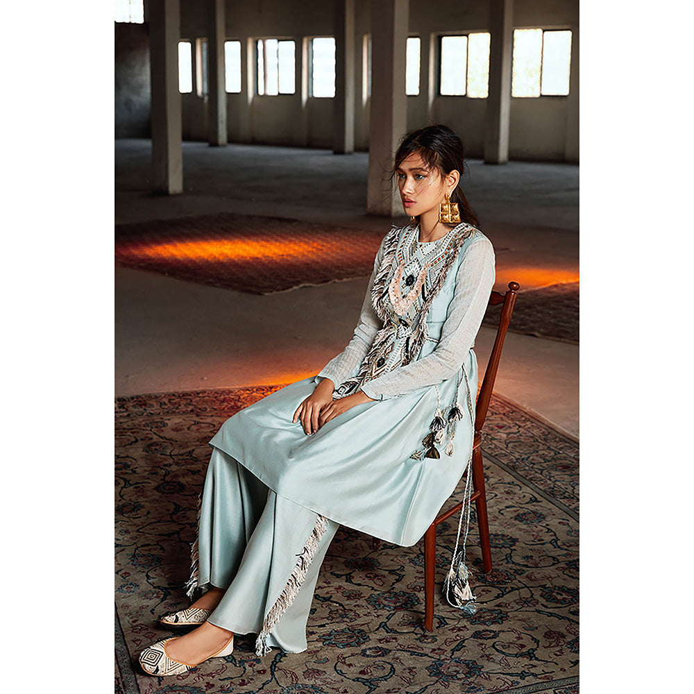 Payal Singhal Blue Silkman Kurta and Palazzo (Set of 2)