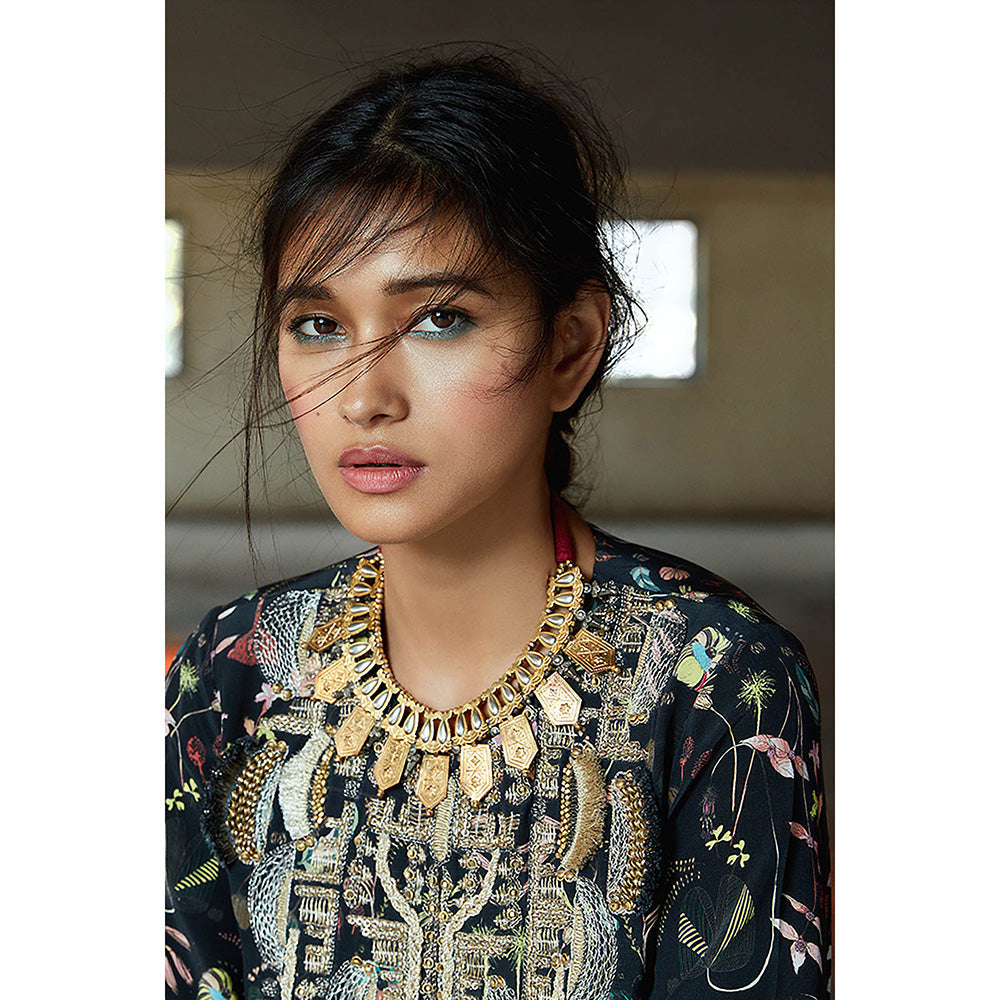 Payal Singhal Blue Printed Kurta with Sharara (Set of 2)