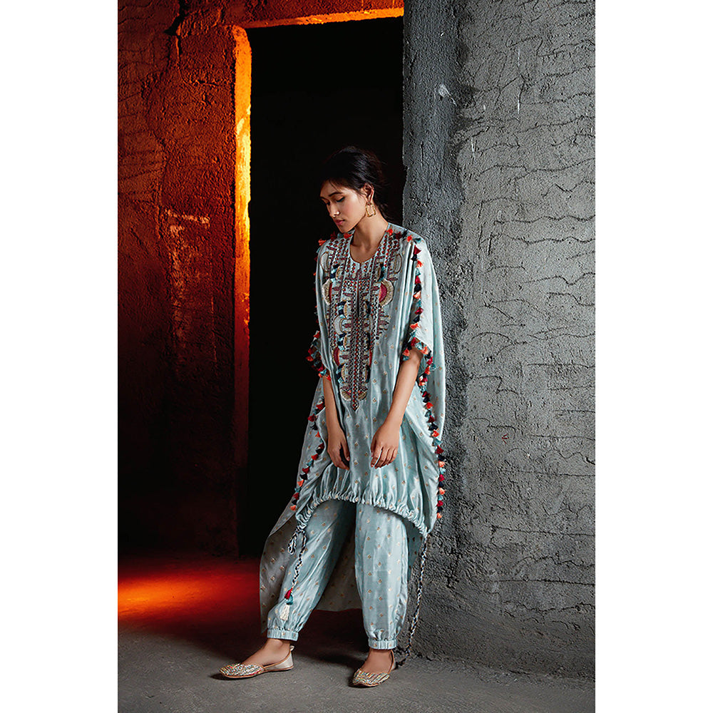 Payal Singhal Blue Bansari Kaftan and Pant (Set of 2)