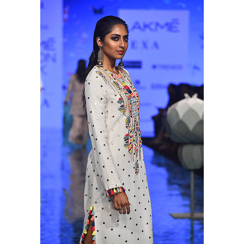 Payal Singhal Adara Off White High Slit Kaftan Dress