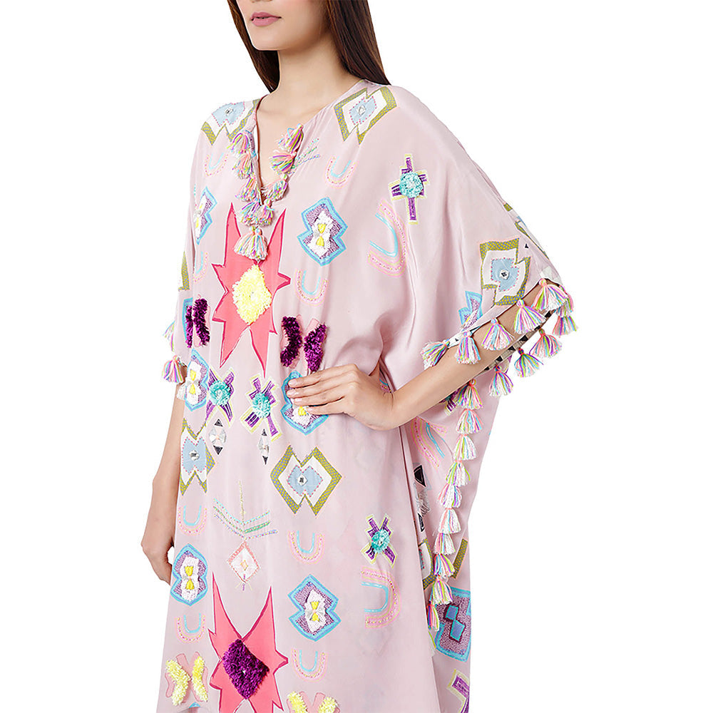 Payal Singhal Pink Printed Short Kaftan with Palazzo (Set of 2)