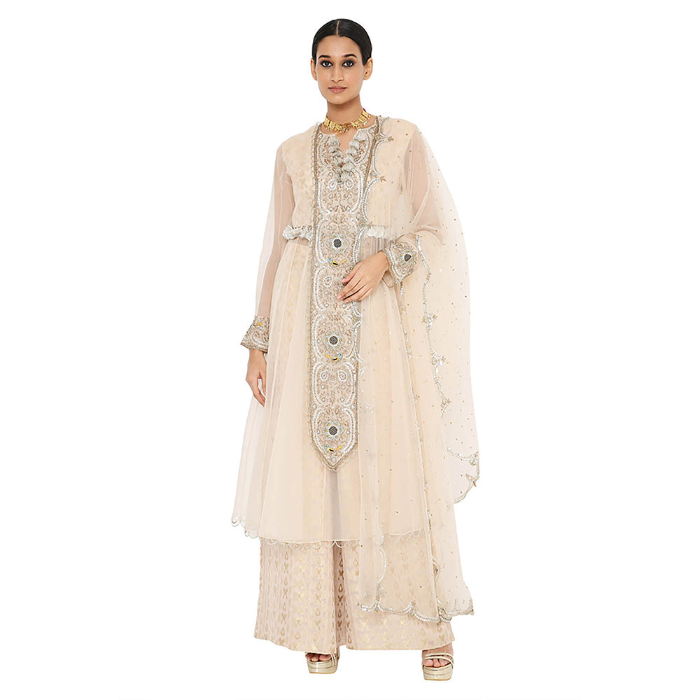 Payal Singhal Pink Blush Embroidered Anarkali with Palazzo and Dupatta (Set of 3)