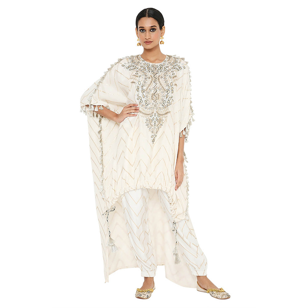 Payal Singhal Off White Kaftan with Pant (Set of 2)