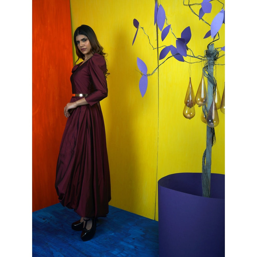 Payal Dawar The Old Wine Midi Dress with Belt (Set of 2)