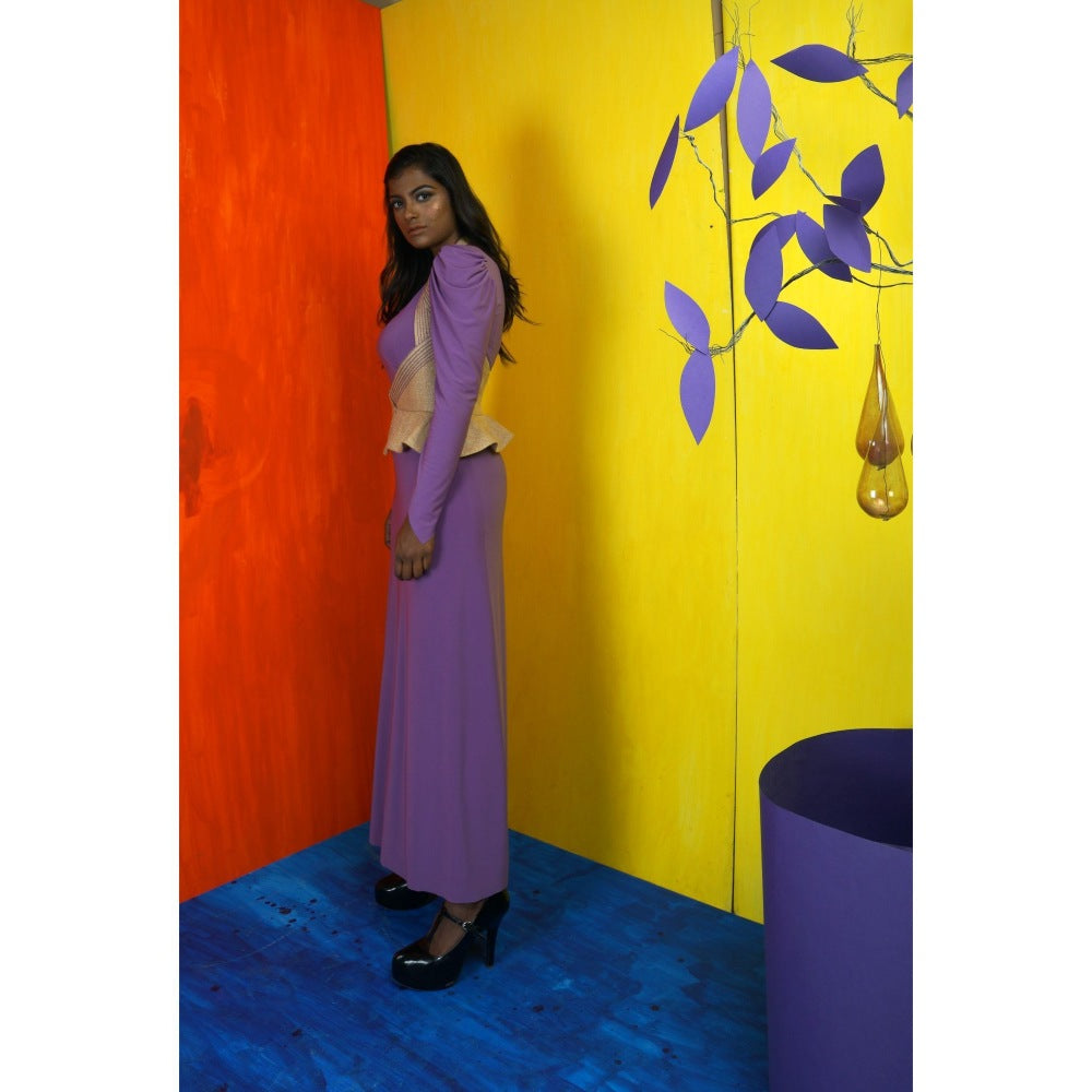 Payal Dawar Lavender Lets Date Midi Dress with Jacket (Set of 2)