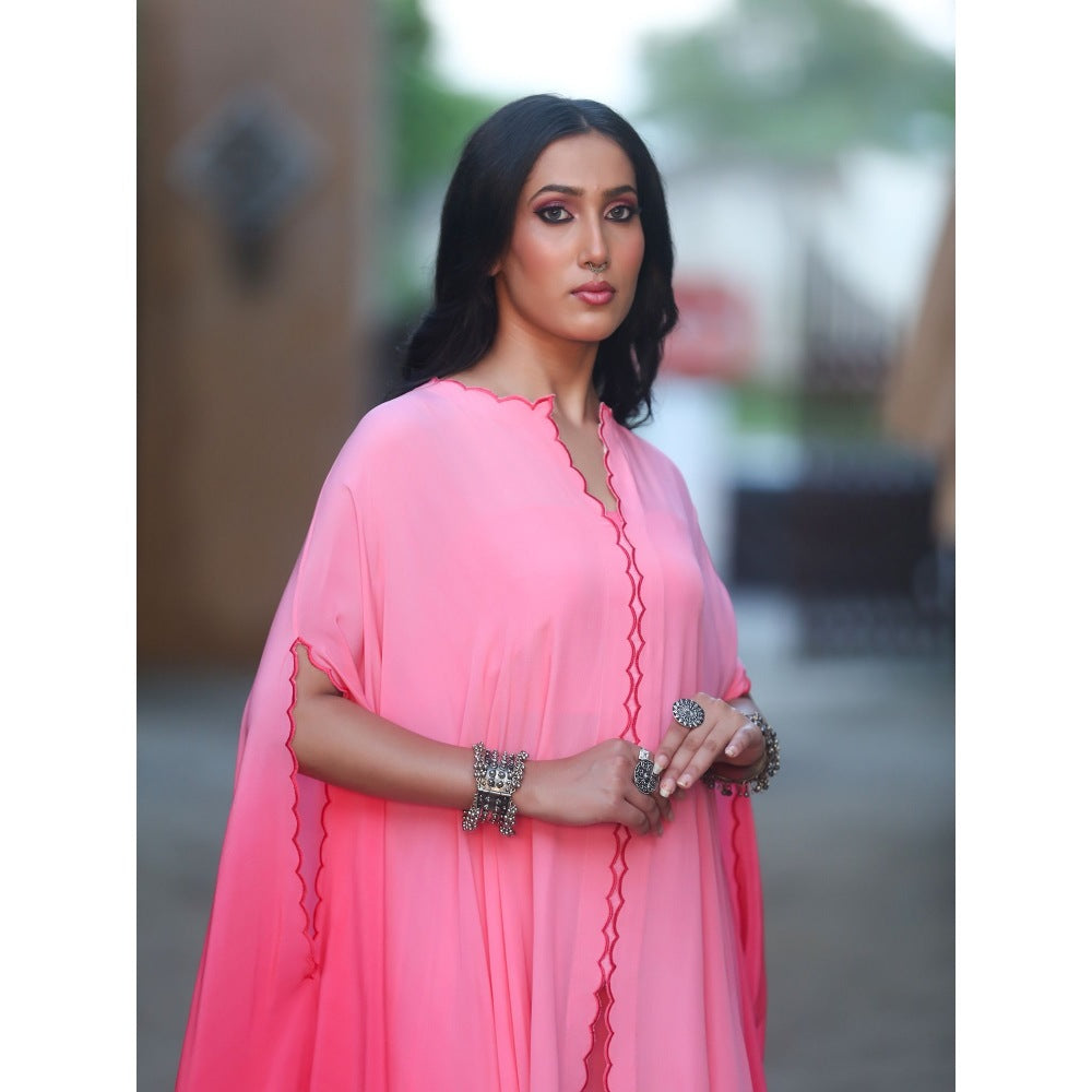 Payal Dawar Pink Sunehri Kaftan with Palazzo (Set of 2)