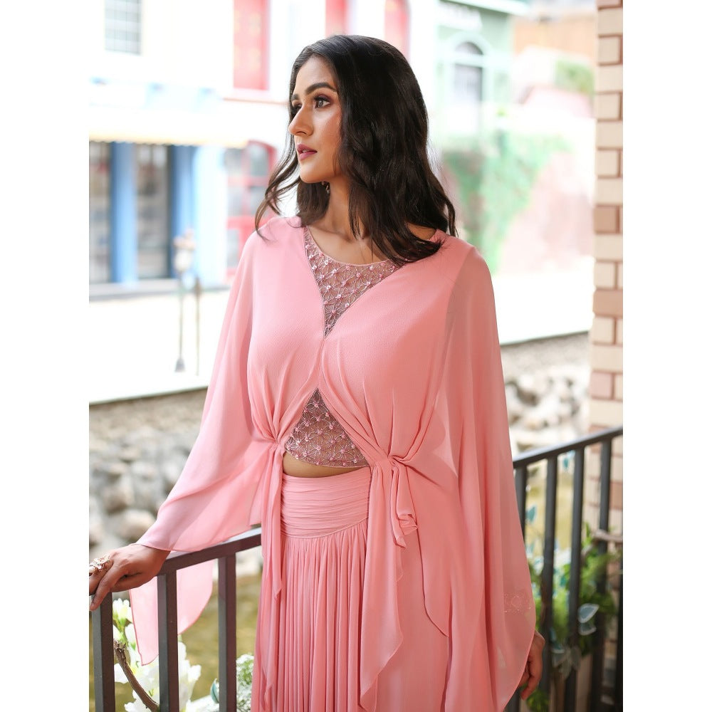 Payal Dawar Pink Humaira Long Top with Skirt (Set of 2)