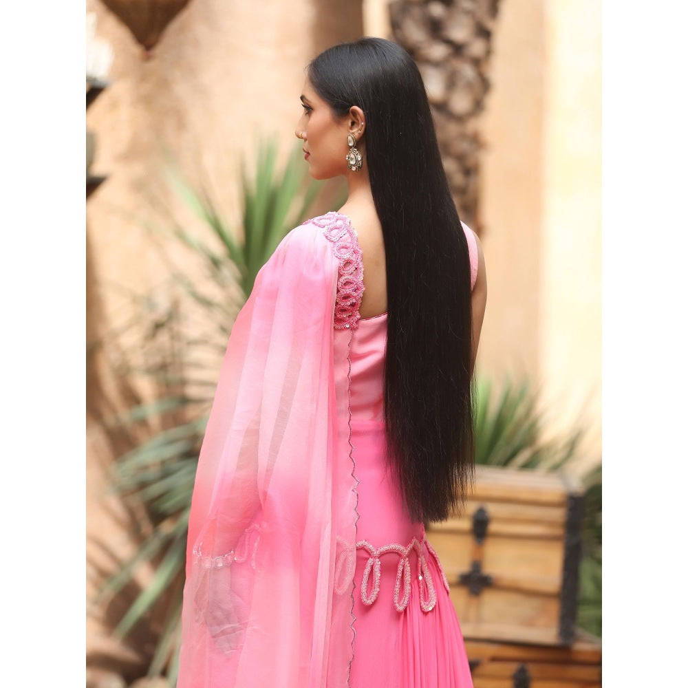 Payal Dawar Pink Sara Maxi Dress with Attached Drape
