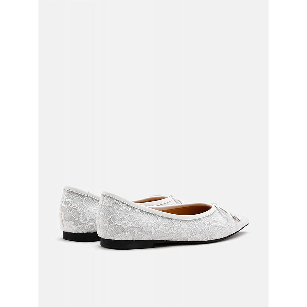 PAZZION Women's White Ariella Lace Ballerina