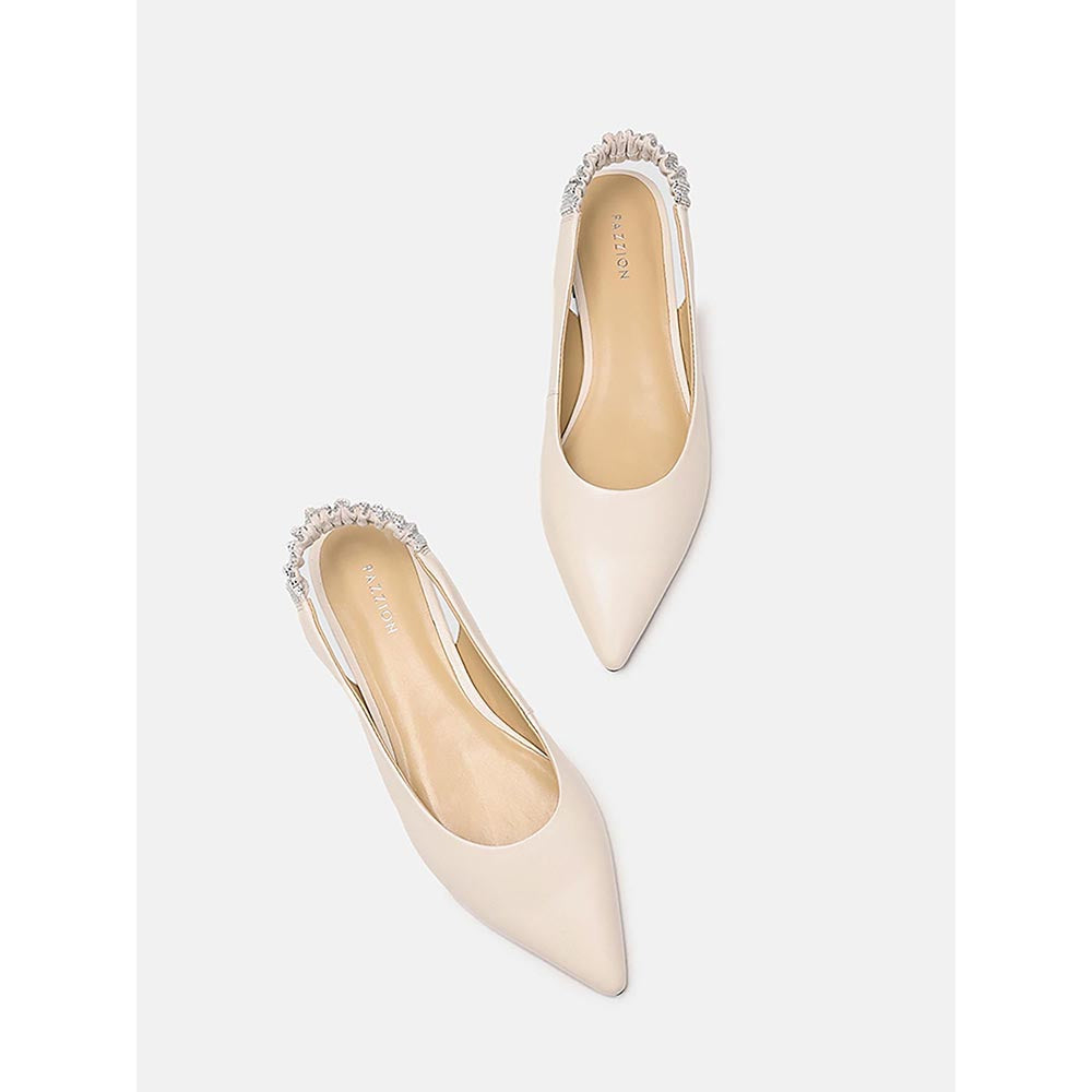 PAZZION Women's Beige Rita Sparkle Slingback Sandals