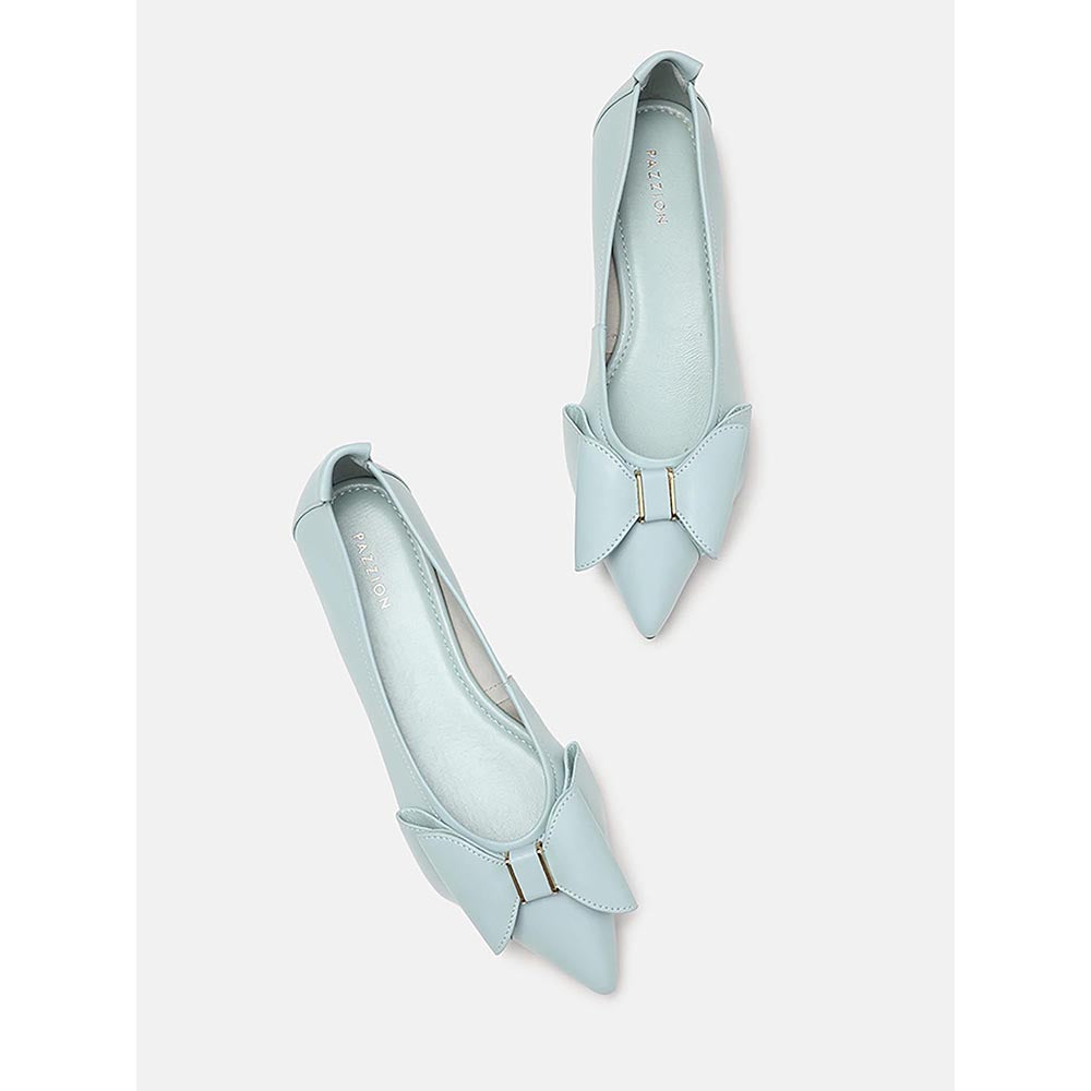 PAZZION Women's Light Blue Alicia Bow Ballerina