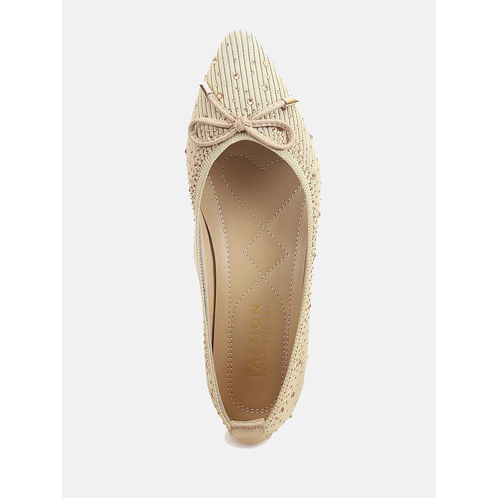 PAZZION Women's Almond Gianna Embellished Ballerina