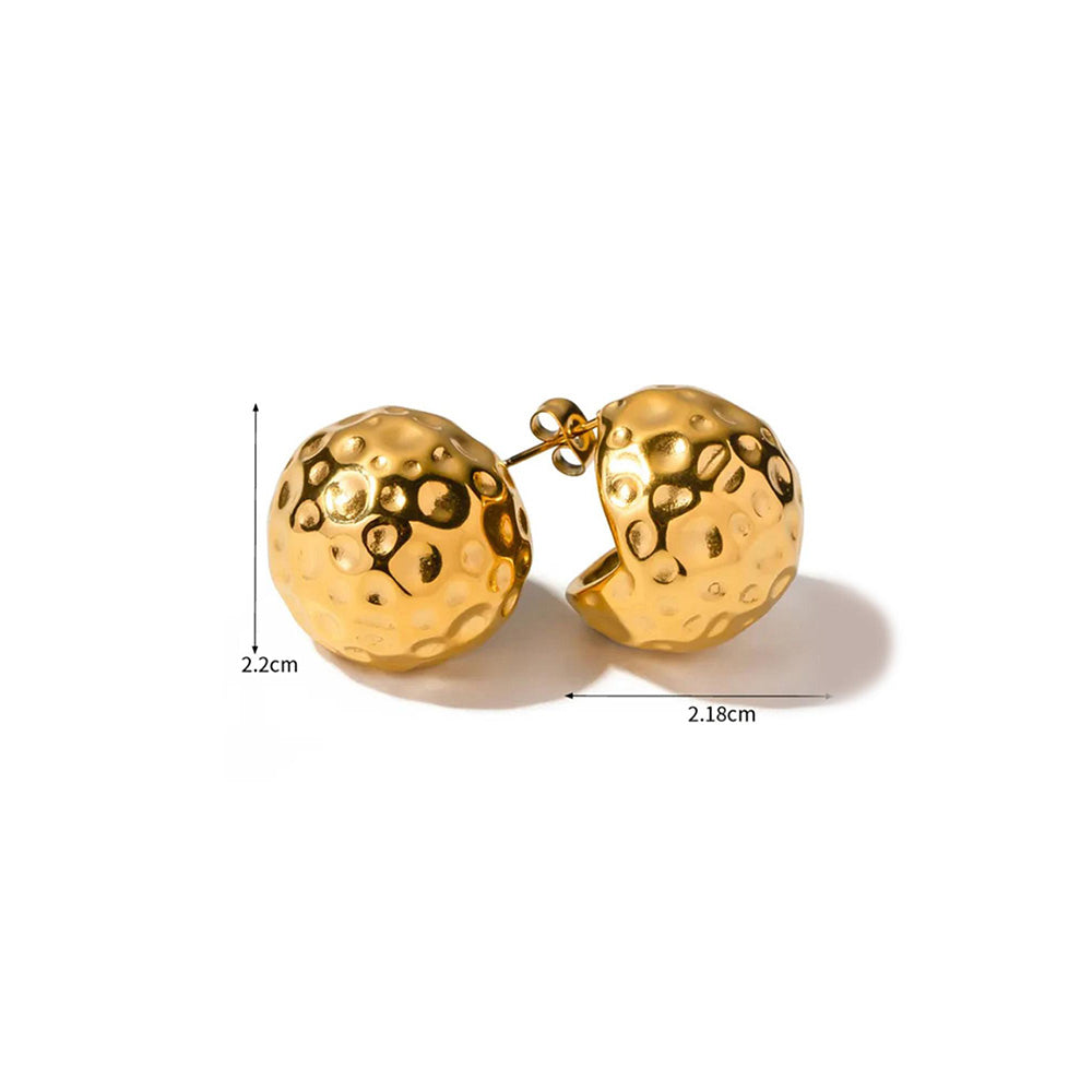 Peachy Accessories Classic Round Textured Earrings - 18K Gold Plated