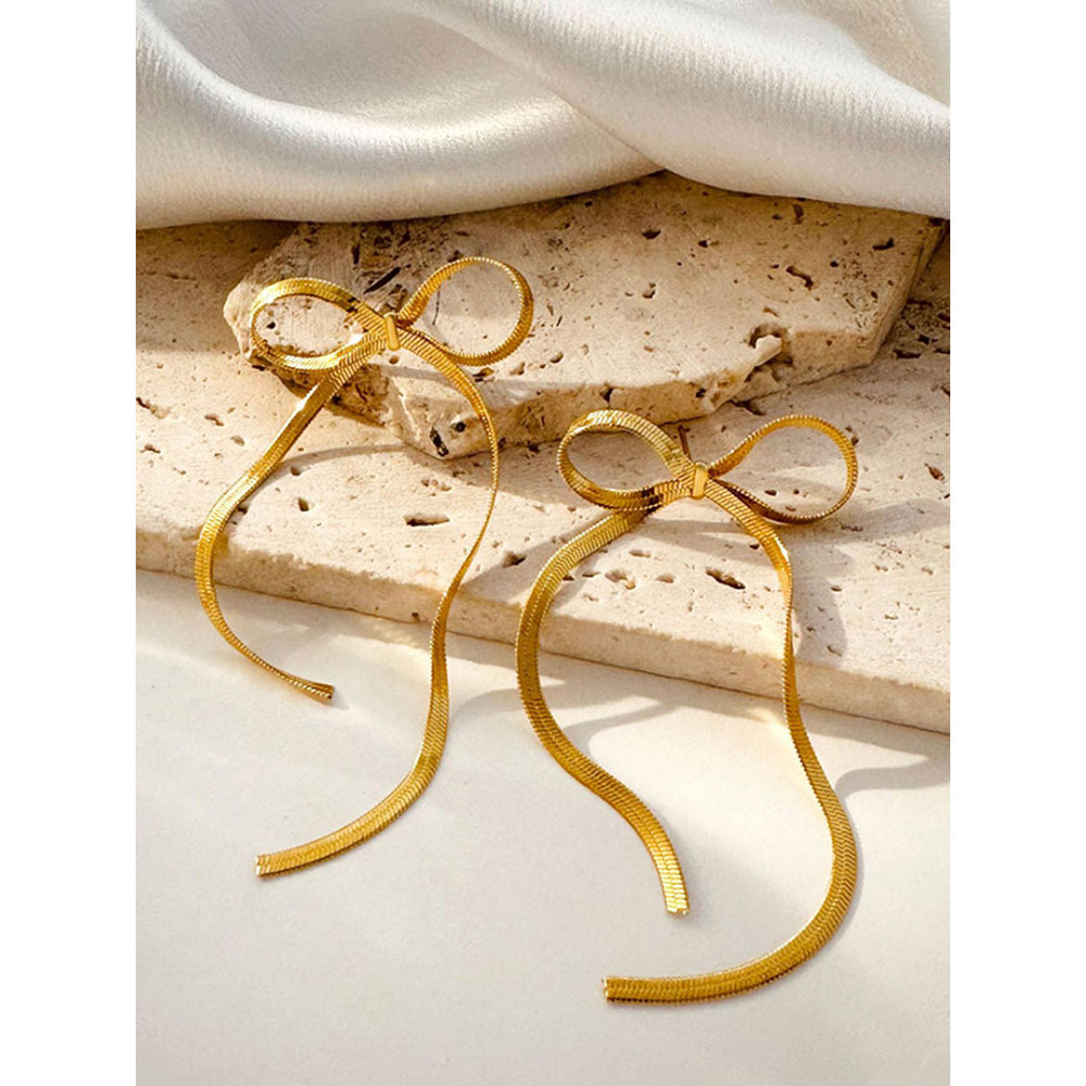 Peachy Accessories 18K Gold Plated Bow Drop Earrings
