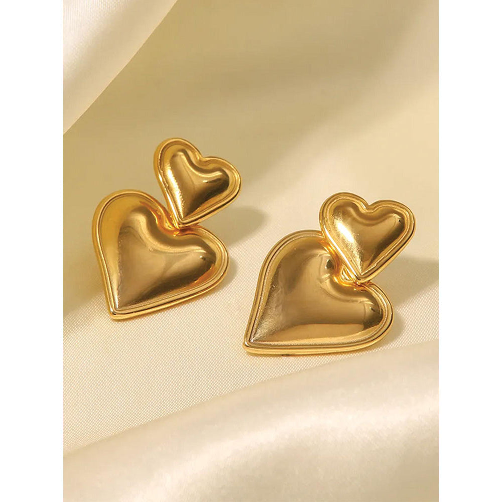 Peachy Accessories Classic 18K Gold Plated Heart Drop Earrings