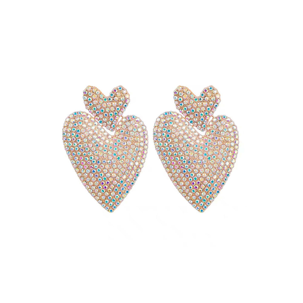 Peachy Accessories Multi-Colour Large Dazzling Heart Earrings