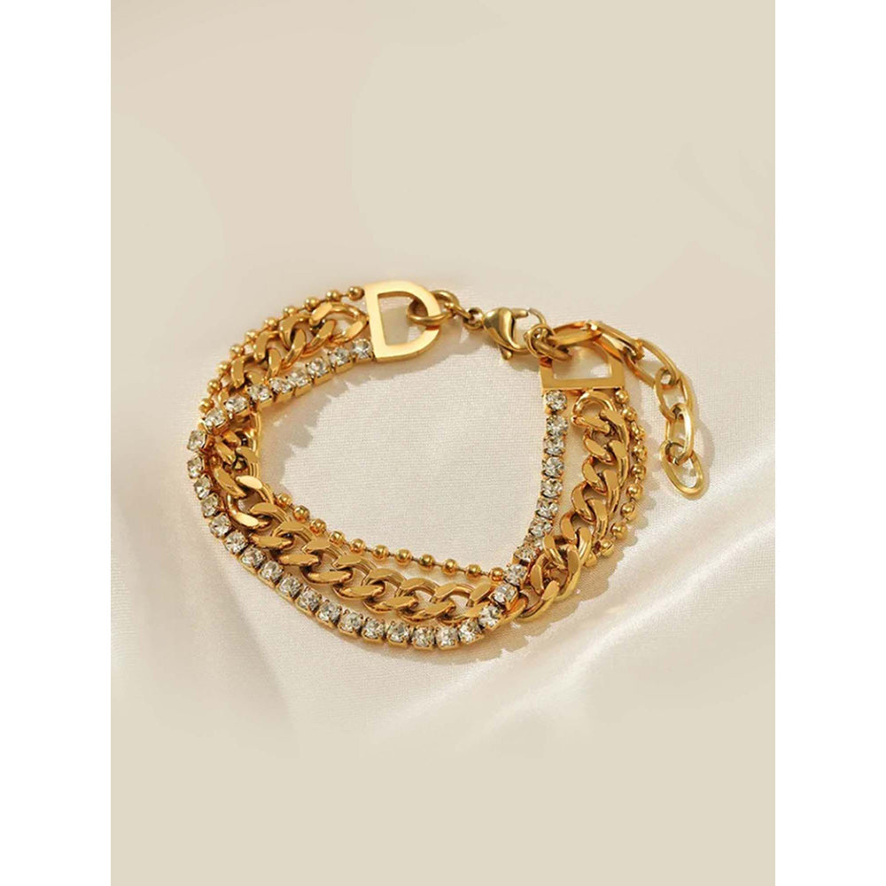 Peachy Accessories White 18K Gold Plated Tennis Bracelet For Women - Luxury Statement Jewellery