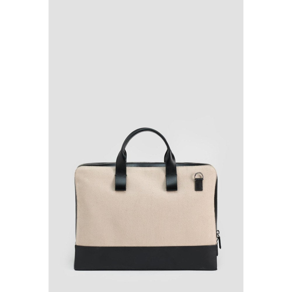 Perona Unisex Beige Textured Handbag with Detachable Strap