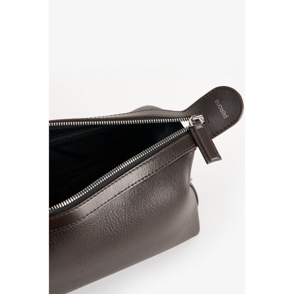 Perona Unisex Felipe Textured Brown Pouch