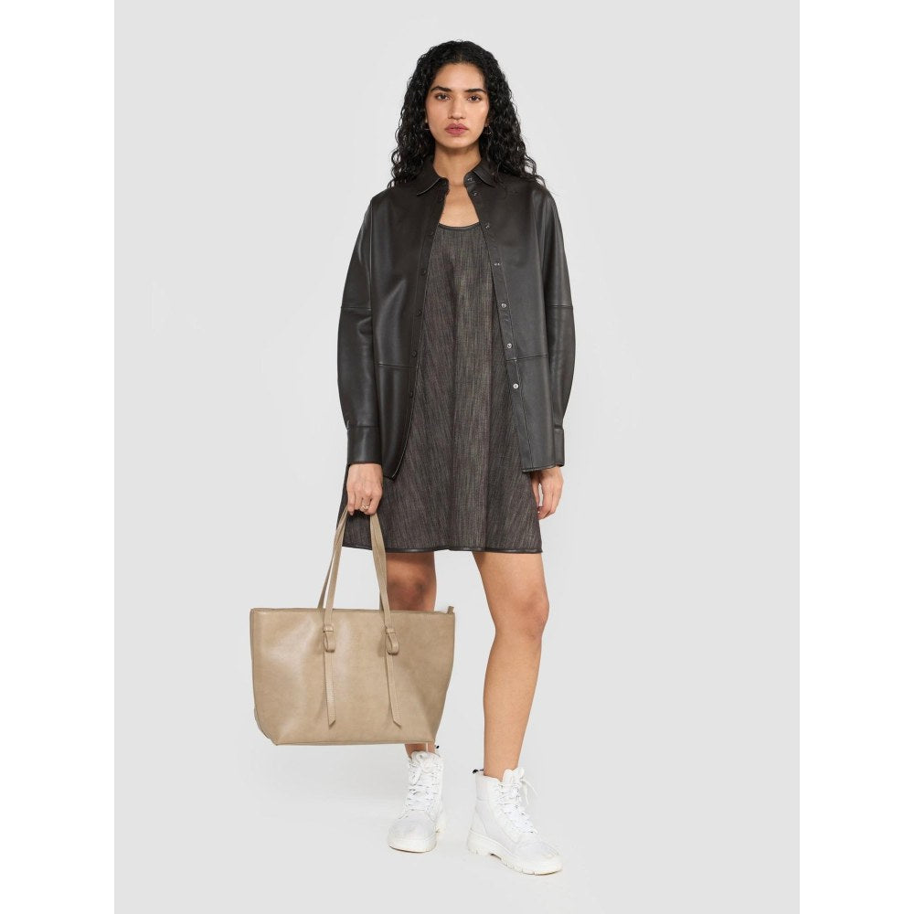 Perona Brown Averie Leather Solid Shirt
