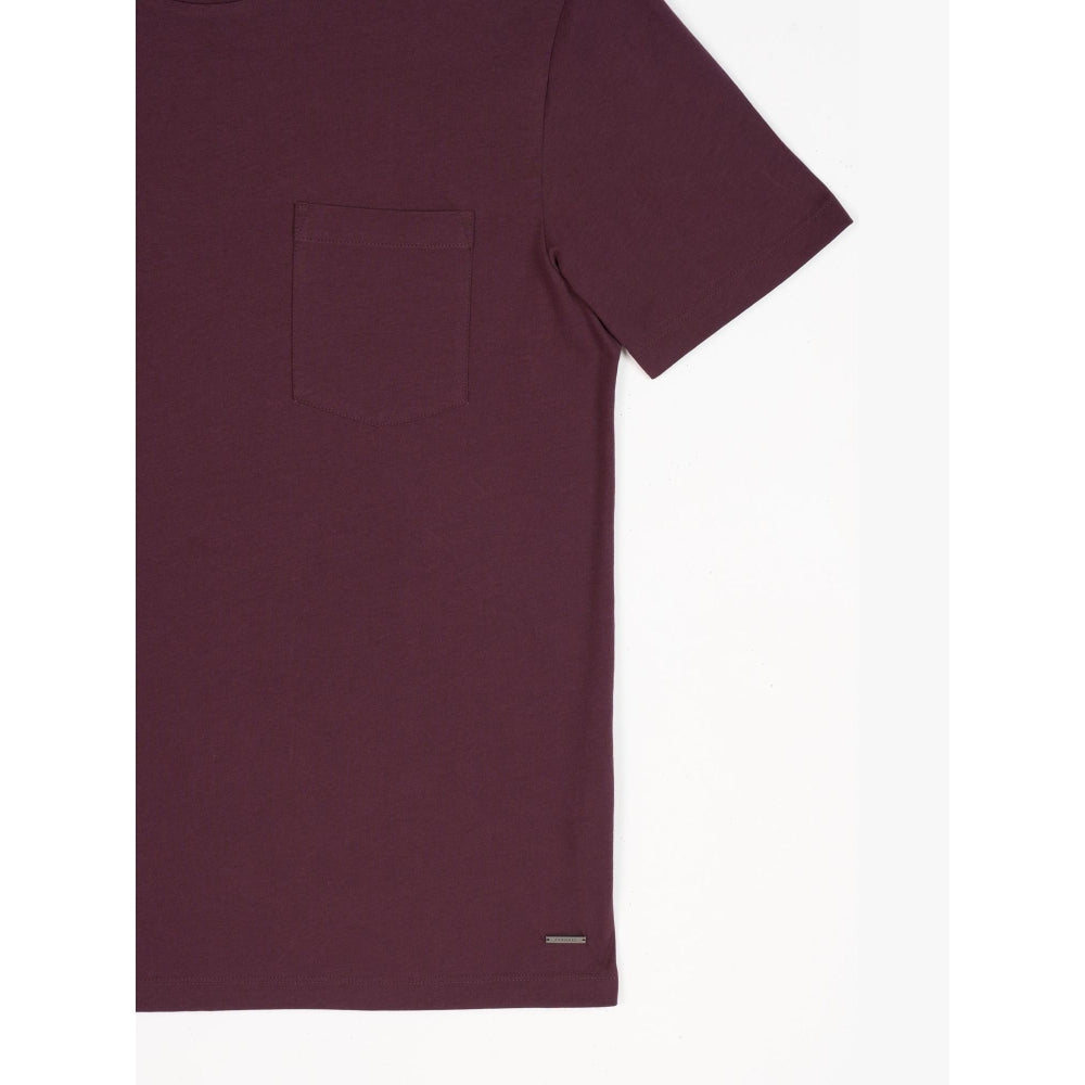 Perona Wine Caden Pure Cotton Crew Neck Solid/Plain T-Shirt