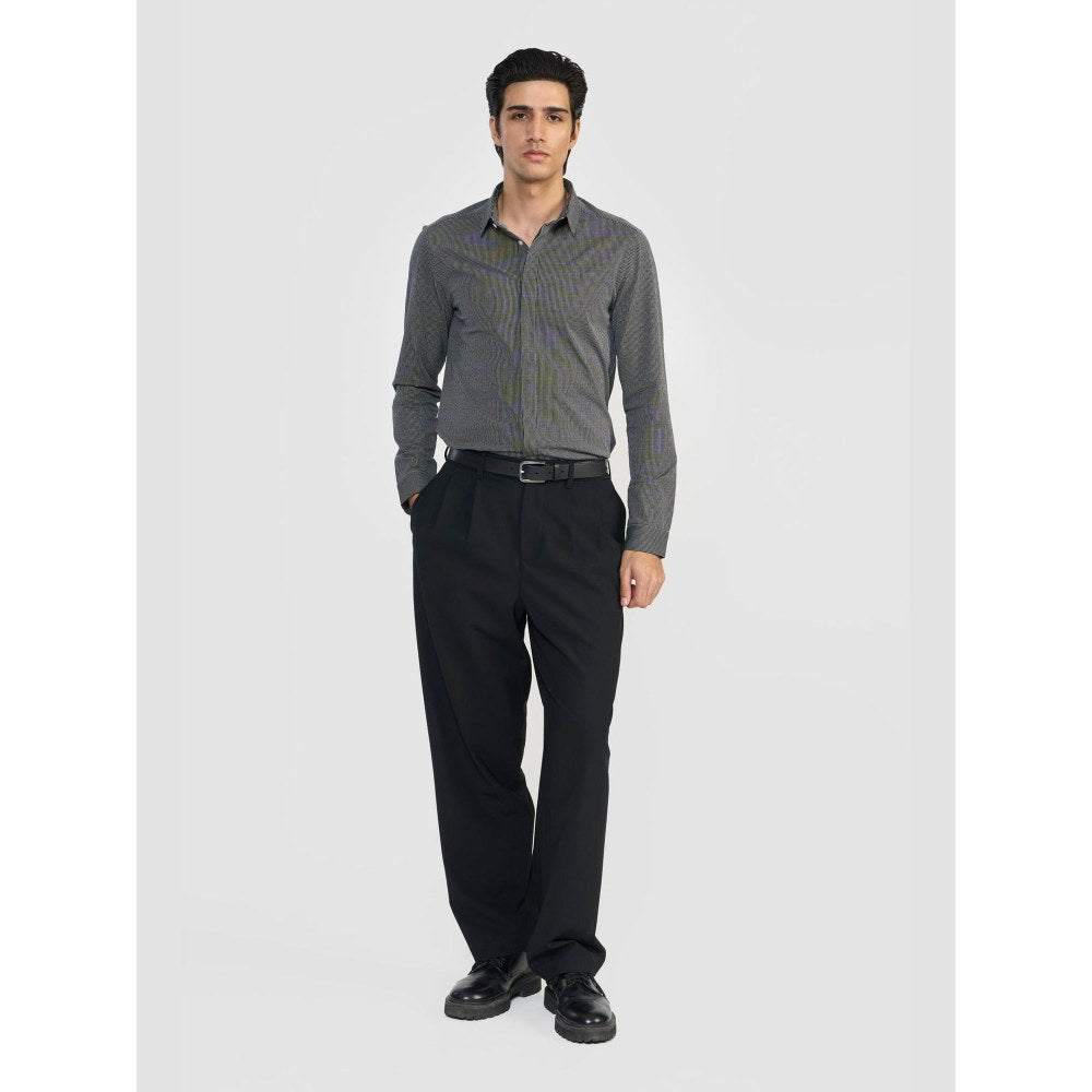 Perona Black Emilio Cotton Blend Stripes Shirt