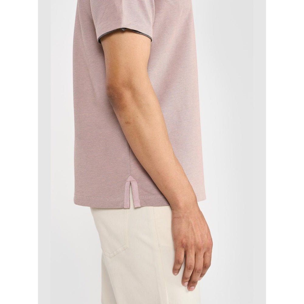 Perona Pink Kairo Cotton Blend Crew Neck Solid/Plain T-Shirt