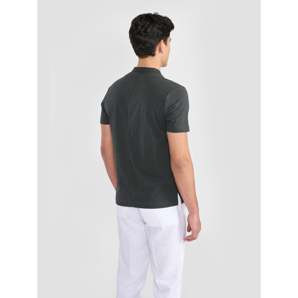 Perona Olive Sean Pure Cotton Mandarin Neck Solid/Plain T-Shirt