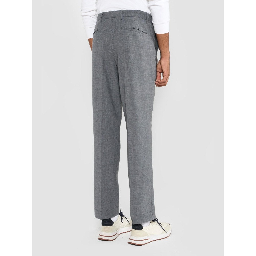 Perona Joseph Grey Textured Tailored Fit Pant