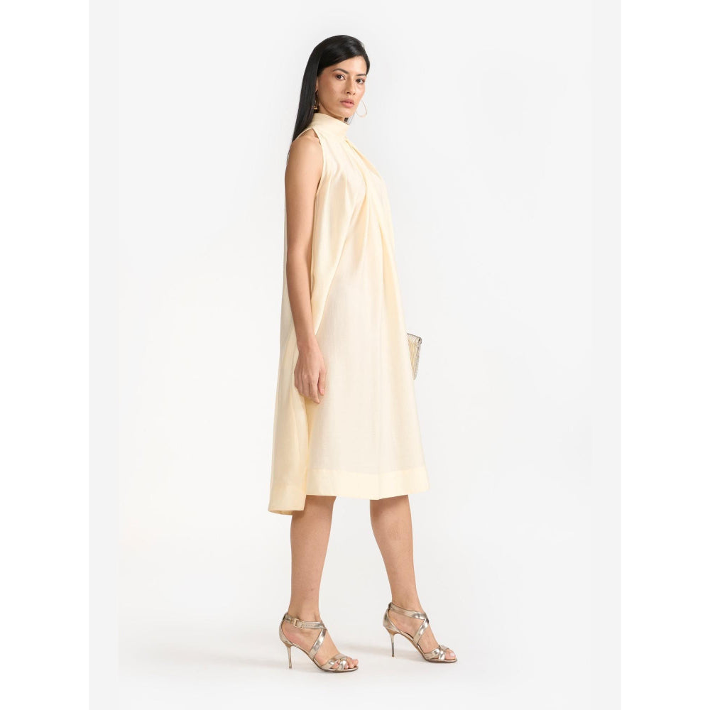 Perona Scarlett Beige Halter Neck A Line Dress