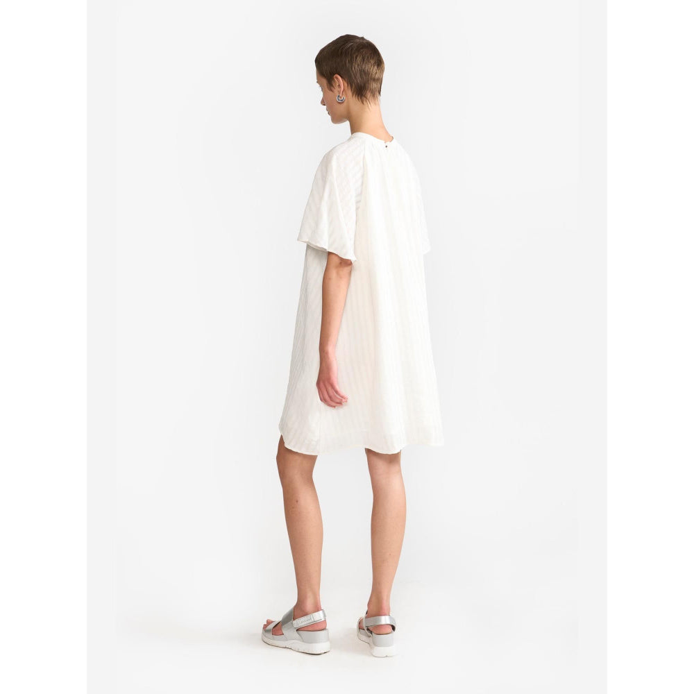 Perona Georgia White Bell Sleeves A Line Dress
