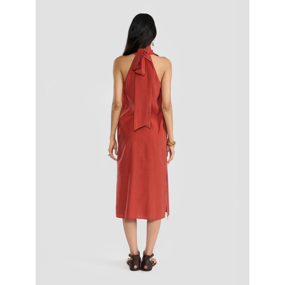 Perona Dayana Rust Sleeveless A Line Dress