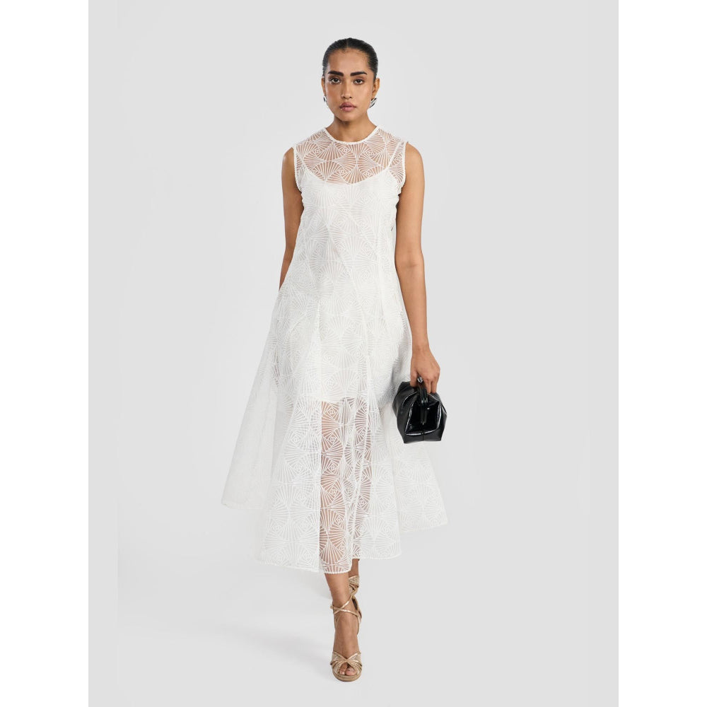 Perona Angela White Sleeveless A Line Dress