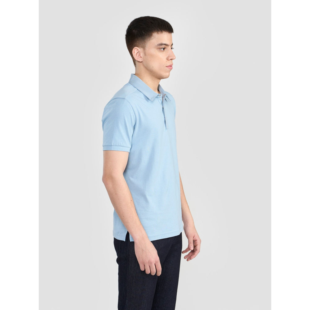 Perona Ethan Blue Solid Polo T-Shirt