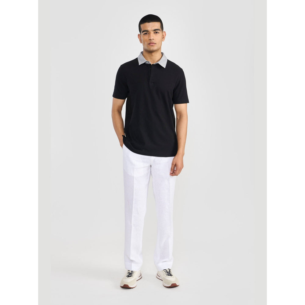 Perona Lorenzo Black Solid Polo T-Shirt